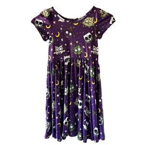 CANAH Purple Girls Halloween Dress Spooky Owls Size 6 NWOT